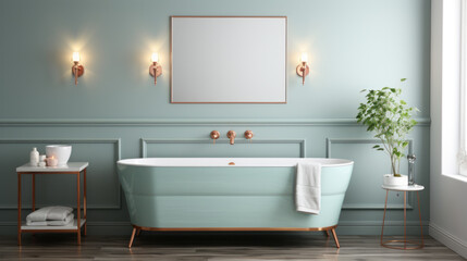 Fototapeta na wymiar Vintage Bathroom Bliss: Heart-Shaped Mirror Wonder