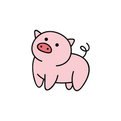 hand drawn cartoon cute animal pig