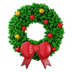 christmas wreath 3d icon isolated on white