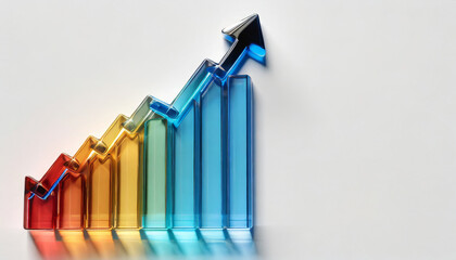 Business Graph Bar showing an upward trend ob white background