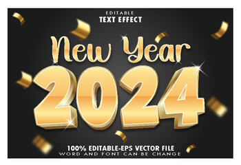 New Year 2024 Editable Text Effect Transform Emboss Gradient Style