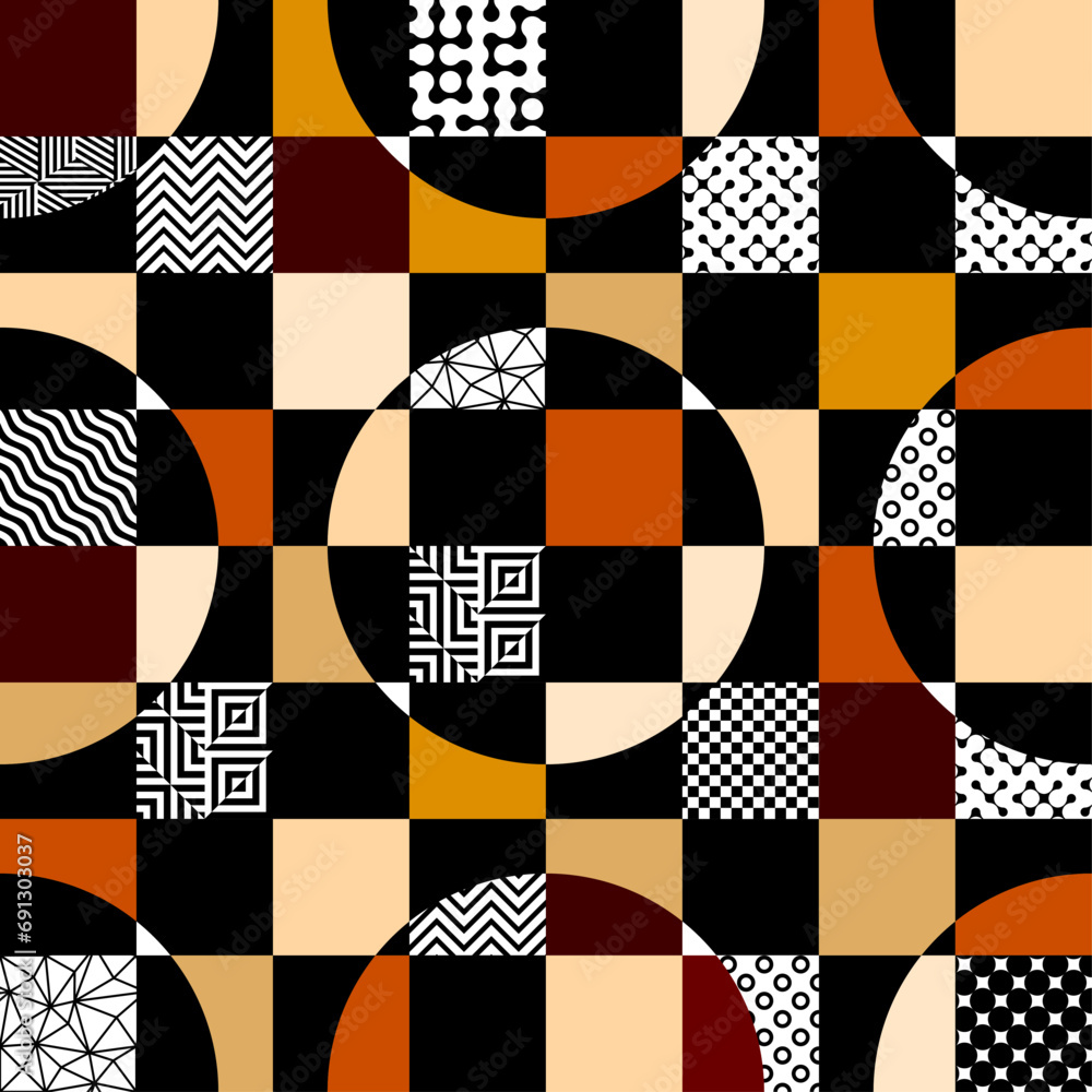 Poster Geometric abstract pattern retro style. Seamless vector pattern.
