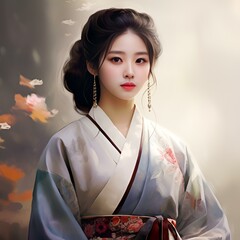 Elegant Korean woman wearing Hanbok 9