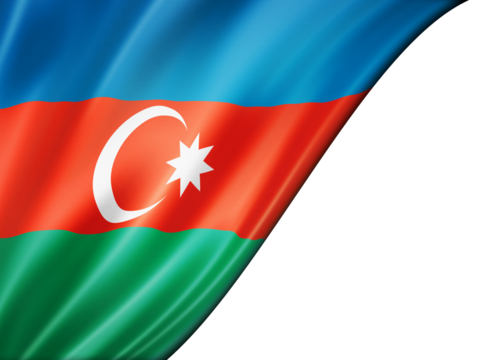 Azerbaijani flag isolated on white banner