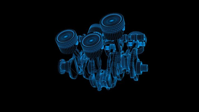 blue wireframe engine