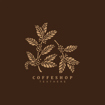 Vintage retro coffee bean branch logo design vector suitable for coffee shop, cafe and others