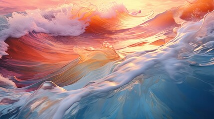 An The beauty of the abstract waves in the colorful river and sea meet during the high and low tides. - obrazy, fototapety, plakaty