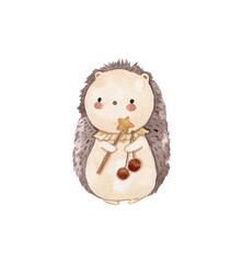 Watercolor hedgehog illustration for kids