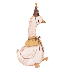 Watercolor goose illustration for kids © Olga Listopad