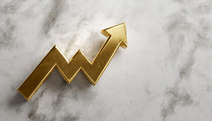 3D Golden Business Graph Bar showing an upward trend  over white background