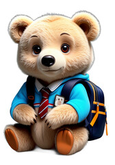 Teddy bear carrying a bag to kindergarten, generative AI