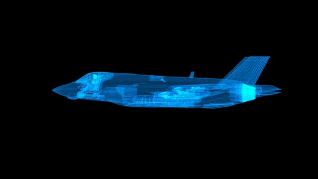 blue wireframe aircraft, wireframe f35 