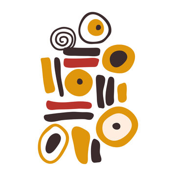 Abstract geometric shapes poster, Gustav Klimt inspired vector illustration