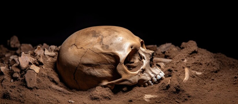 Ancient burial site reveals human skeletal remains.