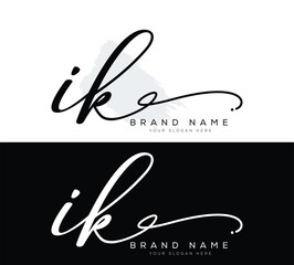 IK initial letter handwriting and signature logo