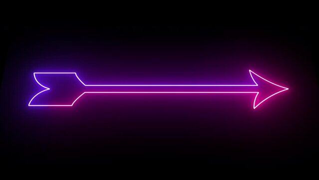 4K animated glowing neon-colored arrow background. Colorful glowing neon arrows are animated on a black background. Stunning 4K Animated neon growing colored arrow on black background. Easy to use.