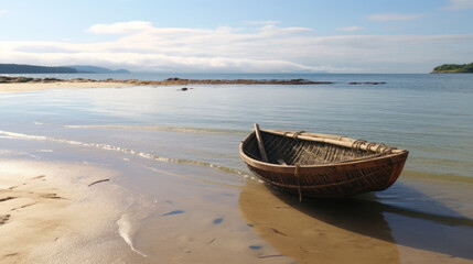 Obraz premium Celtic Tides: The Simple Coracle in the Bay