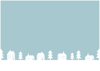 冬の街並みの背景フレームイラスト