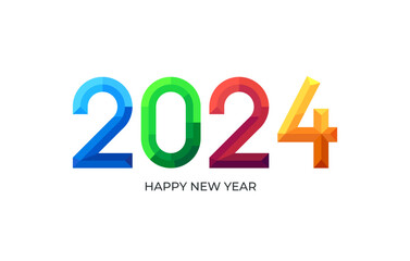 New Year 2024 poster design with colorful numbers. Concept for colorful design of greeting card flyer, banner, poster in abstract style.