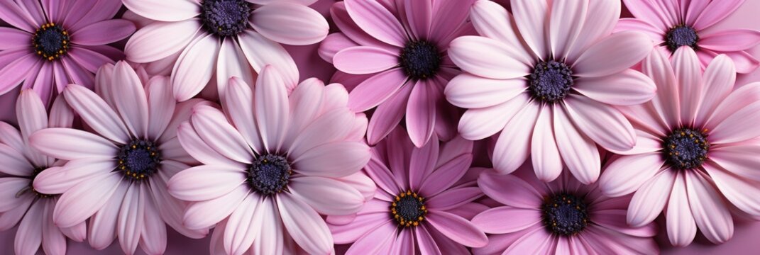 Top View Image Pink Purple Flowers, Banner Image For Website, Background, Desktop Wallpaper