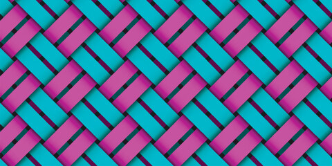 Bright pink blue wicker background. Geometric seamless pattern. Vector illustration	