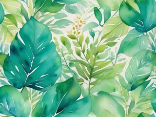 ilustración de acuarela pintada a mano de follaje verde vibrante, rebosante de vida y energía