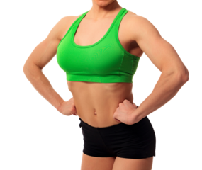Bodybuilder woman torso isolated