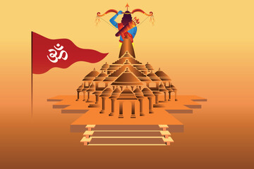 Free Vector ram mandir design - obrazy, fototapety, plakaty