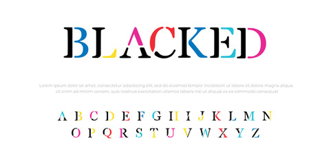 Modern abstract digital alphabet font. Minimal technology typography, Creative urban sport fashion futuristic font and with numbers. vector illustration