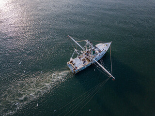 Commercial fishing troller off the coast of Cape Hatteras, North Carolina, USA