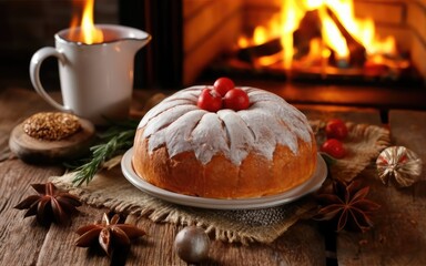 Obraz na płótnie Canvas Christmas Cake background, Christmas holiday