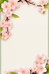 Vertical blank stencil with cherry flowers around it