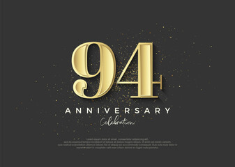 94th anniversary golden. Premium vector design to celebrate birthday. Premium vector background for greeting and celebration.