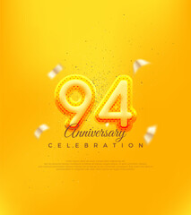 Unique number with yellow balloon number illustration. Premium design for 94th anniversary celebrations.