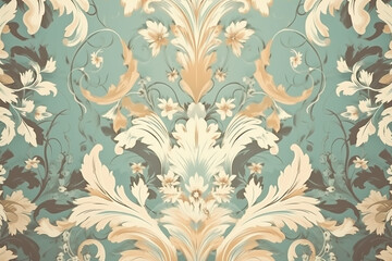 Obraz premium Graphic resources. Abstract rococo style texture background with copy space. Luxury ornate background colored in pastel colors. Blank retro vintage background