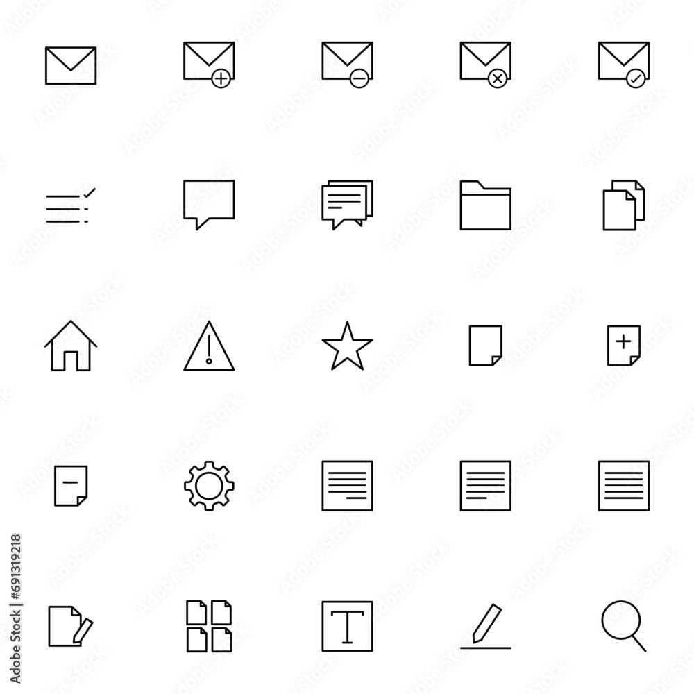 Poster email vector line icon set. contains such icons as inbox, letter, attachment, envelope and more. exp