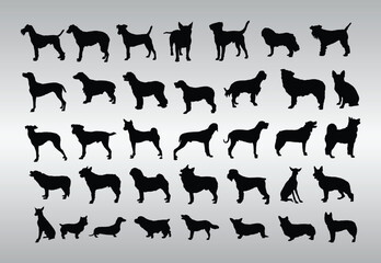 Free Vector Dogs Silhouettes Collection - obrazy, fototapety, plakaty