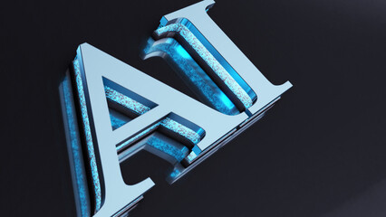 AI 3D title word made with metal animation text