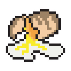 Broken egg with pixel art design