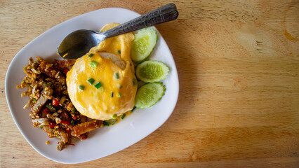 Crispy pork roasted with chili and salt, Crispy pork belly cooked with chili