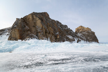 Coast of lake Baikal in winter