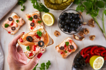 Smoked salmon bruschetta breads