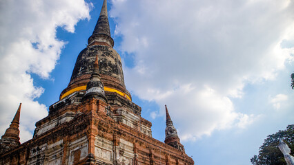 The Pagoda and Buddha Status at Wat Yai Chaimongkol, Ayutthaya, Thailand