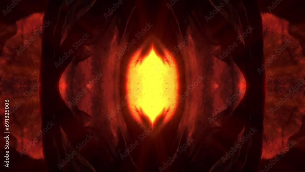 Poster fiery kaleidoscope background pattern in motion. abstract