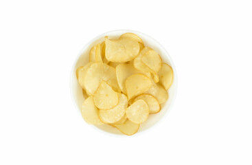 Cassava chips isolated on white background 
