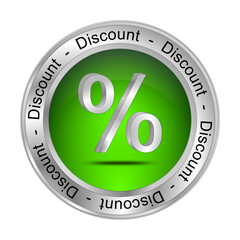 Discount button with percent symbol - 3D illustration - 691326090