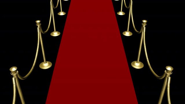 Red Carpet - Passing Loop - Top View - Artistic 3D animation isolated on transparent background with alpha channel