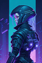 Illustration of a cyberpunk hacker in a virtual reality setting ai generated image 