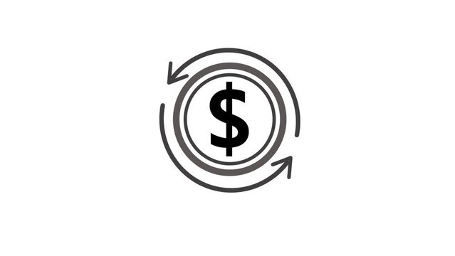 Dollar sign icon, on circle pointer animation background