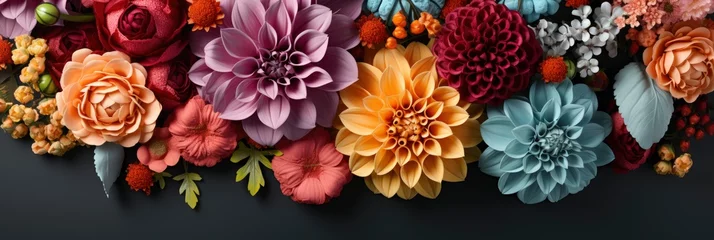 Fototapeten Closeup Live Flowers Creative Floral Composition, Banner Image For Website, Background, Desktop Wallpaper © Pic Hub